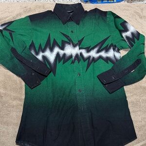Vibrant Green and Black Men's Casual Shirt